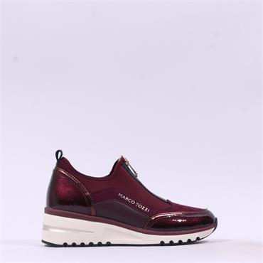 Marco Tozzi Virga Front Zip Trainer - Mulberry Combi