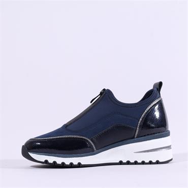 Marco Tozzi Virga Front Zip Trainer - Navy Combi