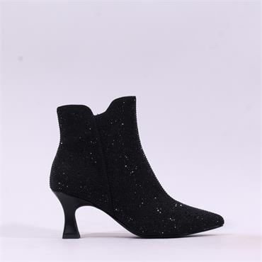 Marco Tozzi Nosca High Heel Ankle Boot - Black Glitter