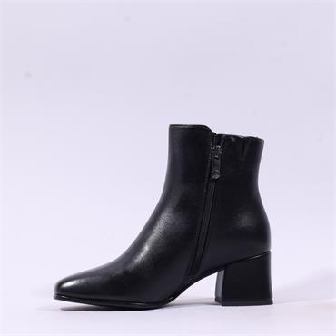 Marco Tozzi Corsta Block Heel Ankle Boot - Black Leather