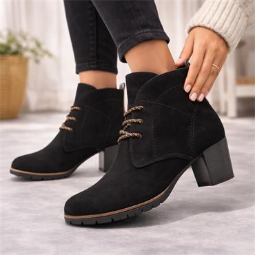 Marco Tozzi Pesa Lace Up Block Heel Boot - Black Combi
