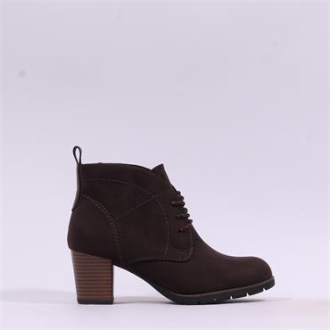 Marco Tozzi Pesa Lace Up Block Heel Boot - Mocca Combi