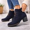 Marco Tozzi Pesa Lace Up Block Heel Boot - Navy Combi