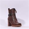 Marco Tozzi Prono Block Heel Laced Boot - Cognac Combi