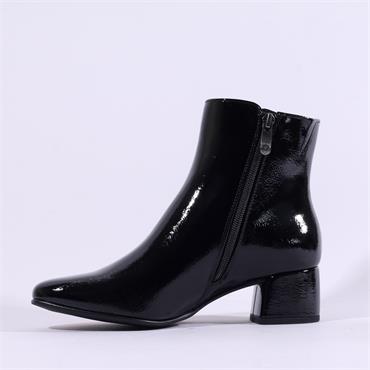 Marco Tozzi Kowa Block Heel Ankle Boot - Black Patent