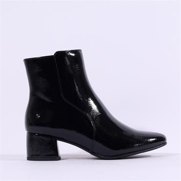 Marco Tozzi Kowa Block Heel Ankle Boot - Black Patent