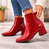 Marco Tozzi Kowa Block Heel Ankle Boot - Red Patent