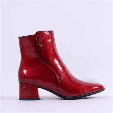 Marco Tozzi Kowa Block Heel Ankle Boot - Red Patent