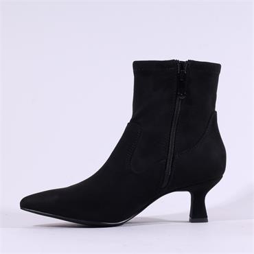 Marco Tozzi Dusino Flare Heel Ankle Boot - Black Suede