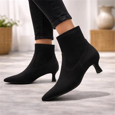 Marco Tozzi Dusino Flare Heel Ankle Boot - Black Suede