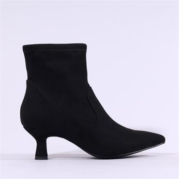 Marco Tozzi Dusino Flare Heel Ankle Boot - Black Suede