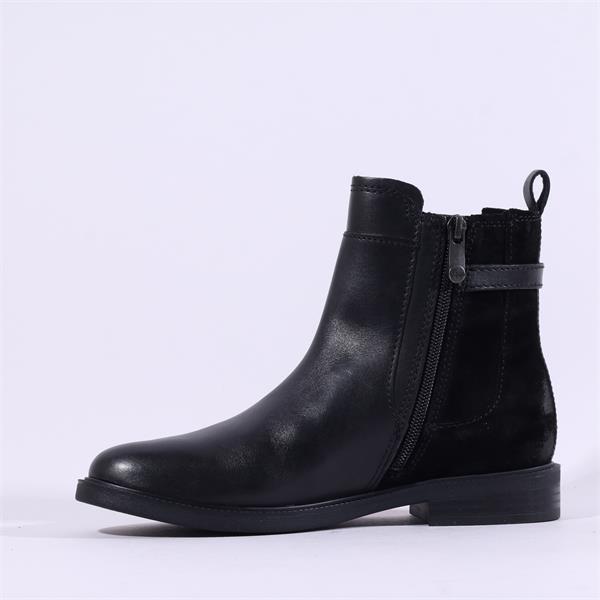 Marco Tozzi Rapalli Strap Gusset Boot Black Leather Vaughan