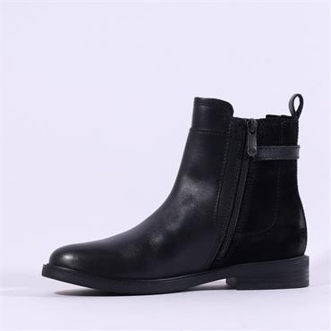 Marco Tozzi Rapalli Strap Gusset Boot - Black Leather