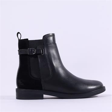 Marco Tozzi Rapalli Strap Gusset Boot - Black Leather
