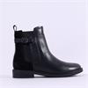 Marco Tozzi Rapalli Strap Gusset Boot - Black Leather