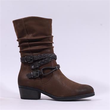 Marco Tozzi Drema Strappy Biker Boot - Cafe
