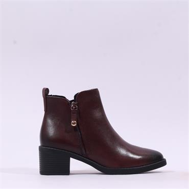 Marco Tozzi Caprioli Twin Zip Ankle Boot - Bordo