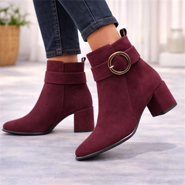Marco Tozzi Kowa Ring Buckle Ankle Boot - Mulberry