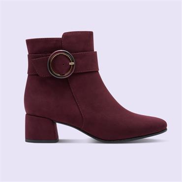 Marco Tozzi Kowa Ring Buckle Ankle Boot - Mulberry