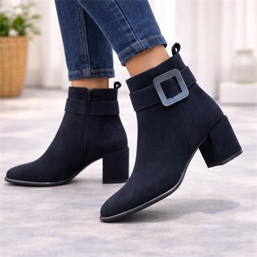 Marco Tozzi Angio Square Buckle Boot - Dark Navy