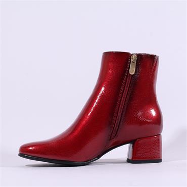 Marco Tozzi Kowa Chain Link Ankle Boot - Dark Red Patent
