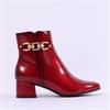 Marco Tozzi Kowa Chain Link Ankle Boot - Dark Red Patent