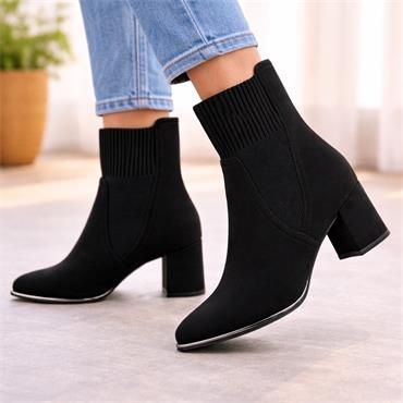 Marco Tozzi Delo Block Heel Sock Boot - Black