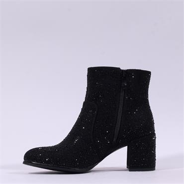Marco Tozzi Delo Studded Block Boot - Black Sparkle