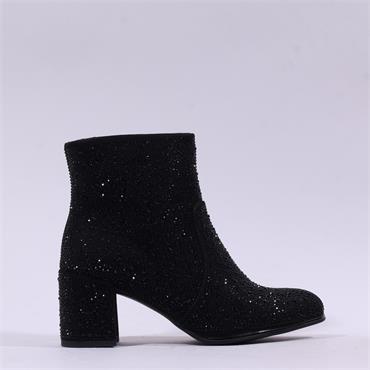 Marco Tozzi Delo Studded Block Boot - Black Sparkle