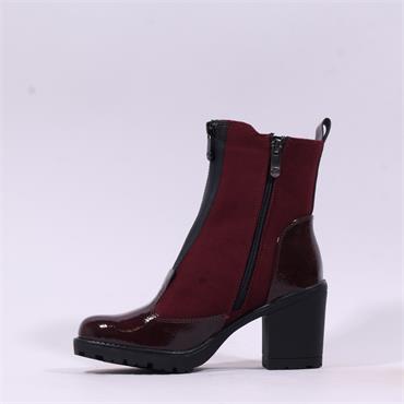 Marco Tozzi Saga Block Heel Front Zip - Bordeaux Combi