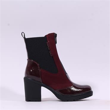 Marco Tozzi Saga Block Heel Front Zip - Bordeaux Combi