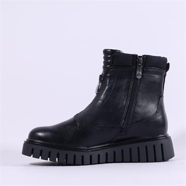 Marco Tozzi Porcino Front Zip Platform - Black