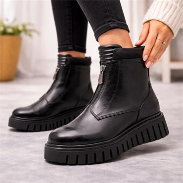 Marco Tozzi Porcino Front Zip Platform - Black