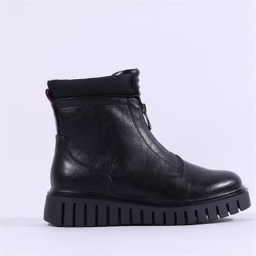 Marco Tozzi Porcino Front Zip Platform - Black