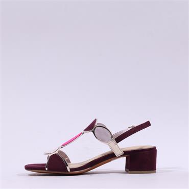 Marco Tozzi Hencho Low Block Heel Sandal - Mulberry Combi