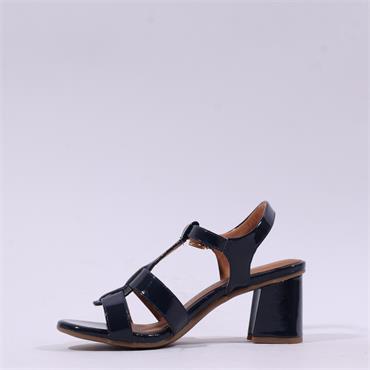 Marco Tozzi Paduli Block Heel Sandal - Navy Patent