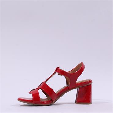 Marco Tozzi Paduli Block Heel Sandal - Red Patent