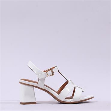 Marco Tozzi Paduli Block Heel Sandal - White Patent