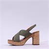 Marco Tozzi Paduli Cross Strap Cork Heel - Olive