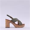 Marco Tozzi Paduli Cross Strap Cork Heel - Olive