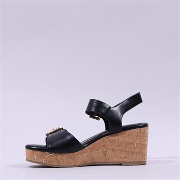 Marco Tozzi Fatti Cork Platform Sandal - Black
