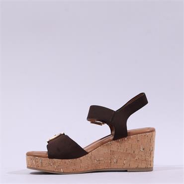 Marco Tozzi Fatti Cork Platform Sandal - Chocolate