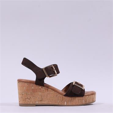 Marco Tozzi Fatti Cork Platform Sandal - Chocolate