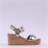 Marco Tozzi Fatti Cork Platform Sandal - Gold