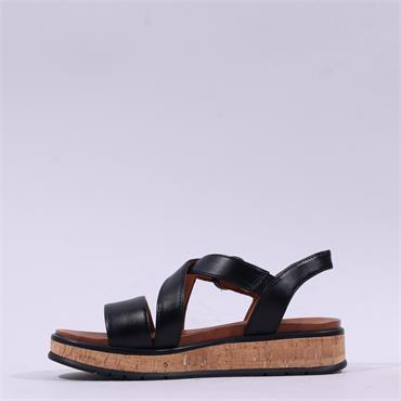 Marco Tozzi Gradi Cork Sole Sandal - Black