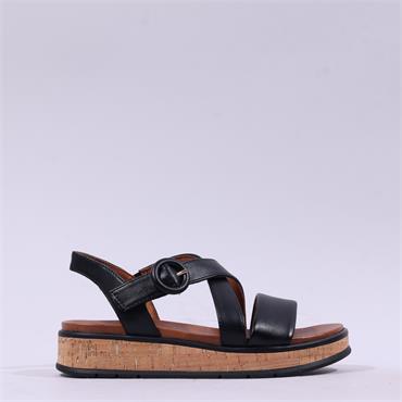 Marco Tozzi Gradi Cork Sole Sandal - Black