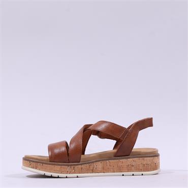 Marco Tozzi Gradi Cork Sole Sandal - Cognac