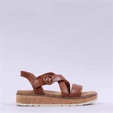 Marco Tozzi Gradi Cork Sole Sandal - Cognac