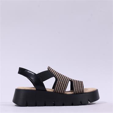 Marco Tozzi Merizzo Woven Strap Sandal - Black Combi