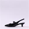 Marco Tozzi Viano Low-Heel Slingback - Black Patent